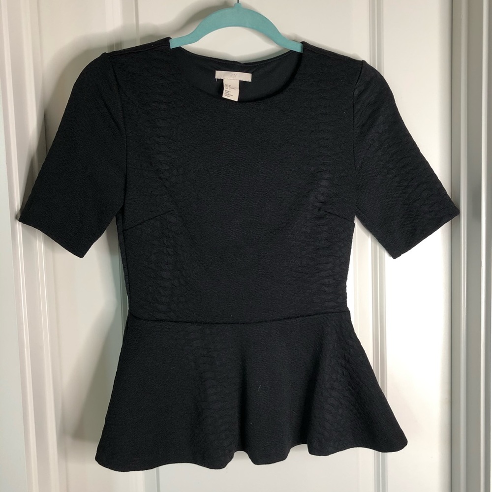 H&M Black Peplum Top Blouse